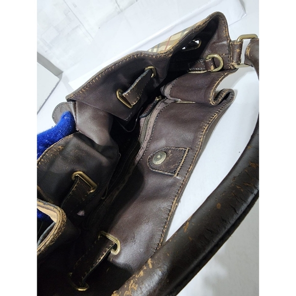 BURBERRY Haymarket Check Medium Willenmore Hobo Bag Brown/Beige - Picture 14 of 16